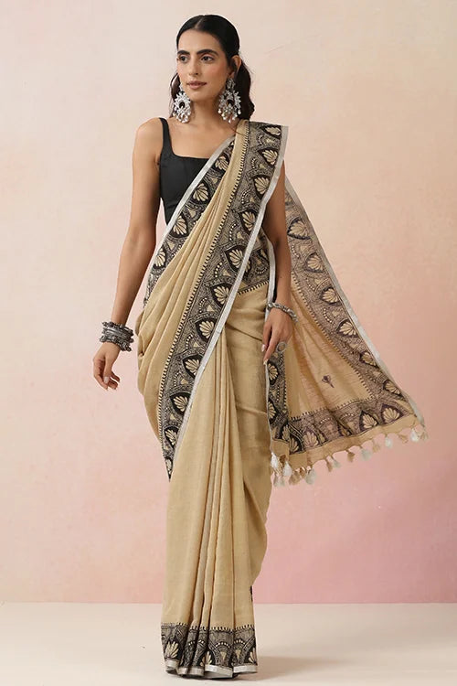 Diorama Designs "Raatrani" Handpainted Cotton Saree