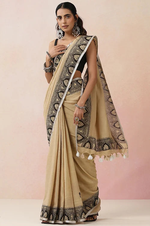 Diorama Designs "Raatrani" Handpainted Cotton Saree