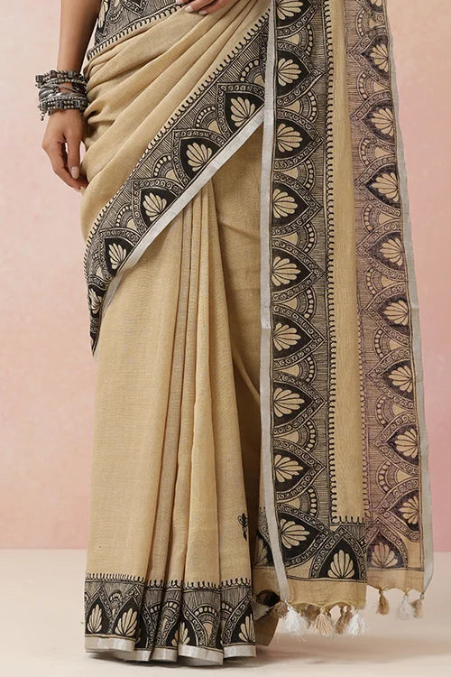Diorama Designs "Raatrani" Handpainted Cotton Saree