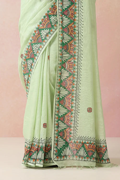 Diorama Designs "Ambuja" Handpainted Pure Linen Saree