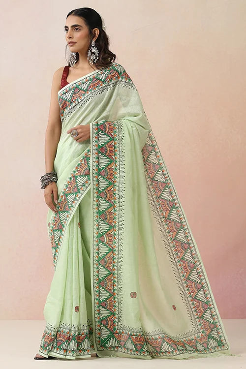 Diorama Designs "Ambuja" Handpainted Pure Linen Saree
