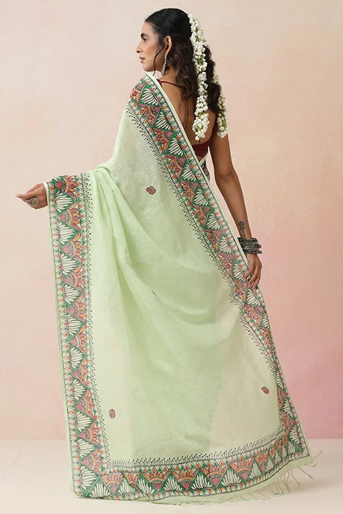Diorama Designs "Ambuja" Handpainted Pure Linen Saree