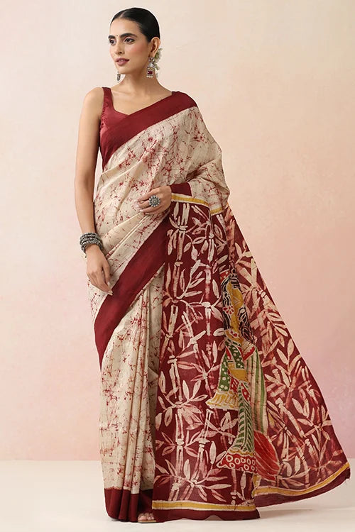 GC 'Folklore' Handwoven Hand Batik Pure Silk with SilkMark Saree