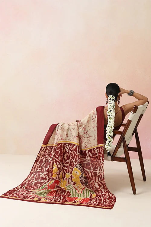 GC 'Folklore' Handwoven Hand Batik Pure Silk with SilkMark Saree