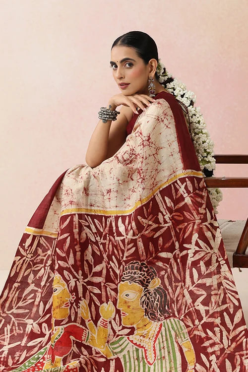 GC 'Folklore' Handwoven Hand Batik Pure Silk with SilkMark Saree