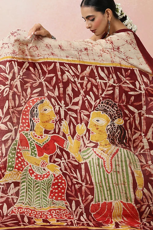 GC 'Folklore' Handwoven Hand Batik Pure Silk with SilkMark Saree