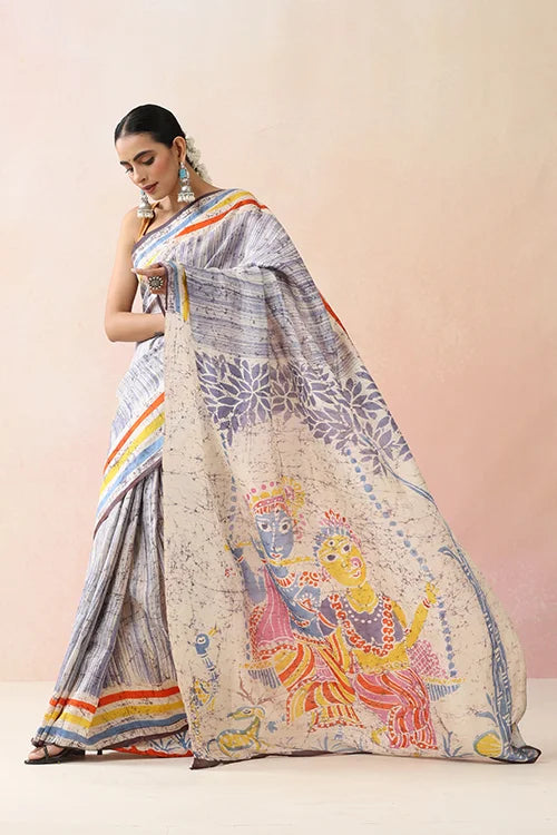 GC 'Radhe' Handwoven Hand Batik Pure Silk with SilkMark Saree