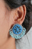 Antarang-  Aasmani (Blue) Bead Jumki Earing,  100% Cotton. Hand Made By Divyang Rural Women.