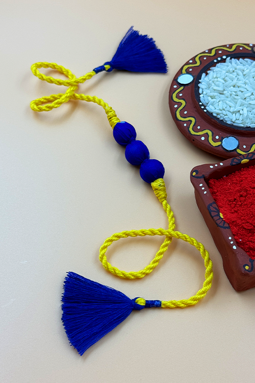 Antarang  (Set Of 2) Upcycle Rakhi 100% Cotton, Bhai Rakhi. Bright Yellow, Made By Divyang Rural Women.