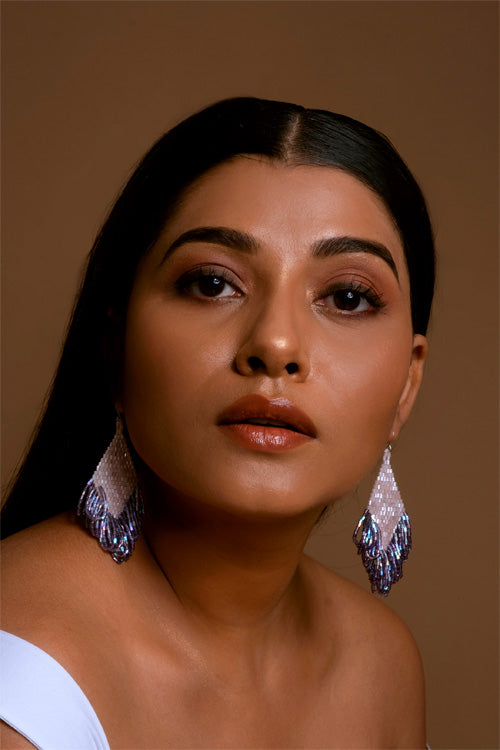Melo Studio Astrea Mauve Hand Beaded Earrings
