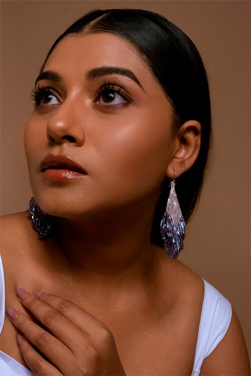 Melo Studio Astrea Mauve Hand Beaded Earrings