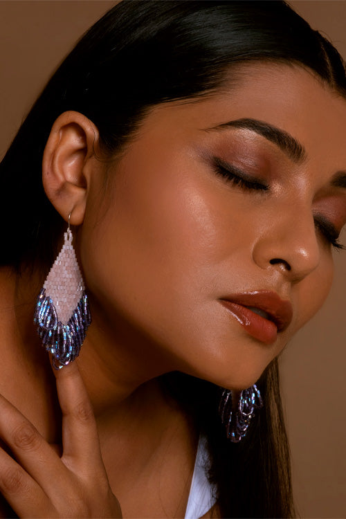 Melo Studio Astrea Mauve Hand Beaded Earrings