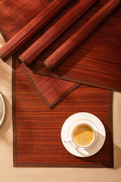 Dharini Bamboo Plain Placemats  (Set Of 6) - Brown