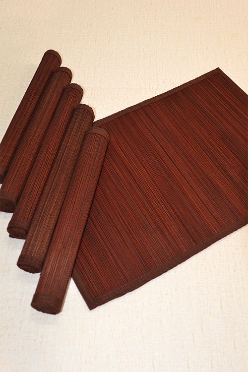 Dharini Bamboo Plain Placemats  (Set Of 6) - Brown