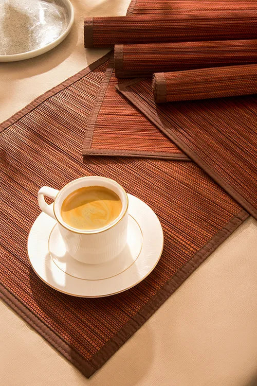 Dharini Bamboo Plain Placemats  (Set Of 6) - Brown