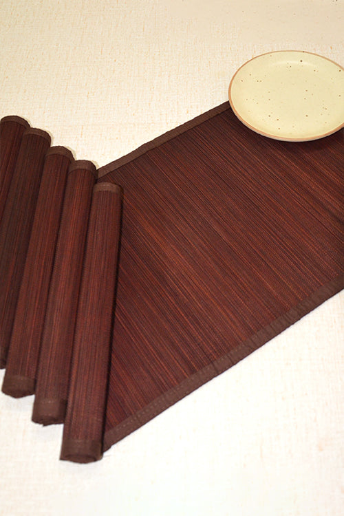Dharini Bamboo Plain Placemats  (Set Of 6) - Brown