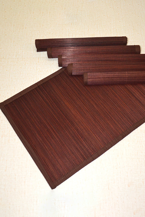 Dharini Bamboo Plain Placemats  (Set Of 6) - Brown