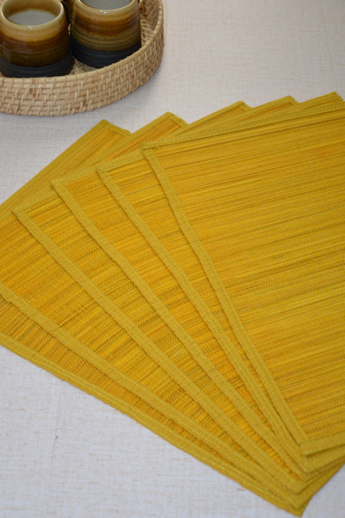Dharini Bamboo Plain Placemats  (Set Of 6) - Mustard
