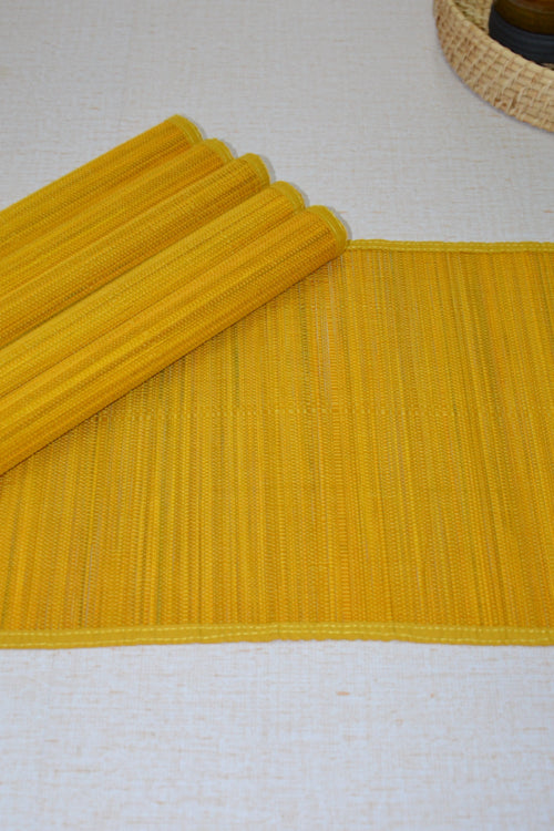 Dharini Bamboo Plain Placemats  (Set Of 6) - Mustard