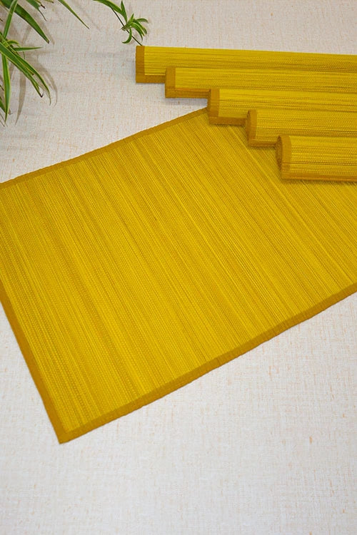 Dharini Bamboo Plain Placemats  (Set Of 6) - Mustard