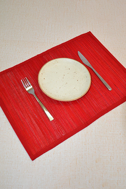 Dharini Bamboo Plain Placemats Red (Set Of 6)