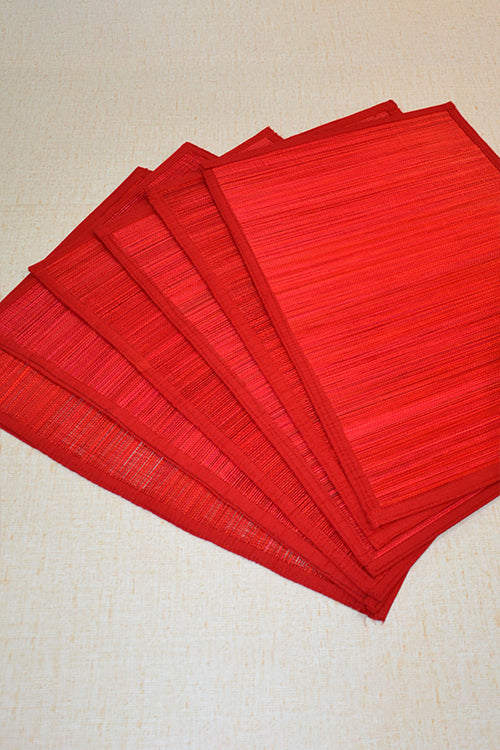 Dharini Bamboo Plain Placemats Red (Set Of 6)