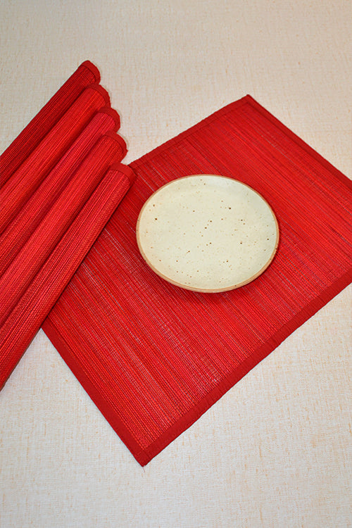 Dharini Bamboo Plain Placemats Red (Set Of 6)