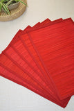 Dharini Bamboo Plain Placemats Red (Set Of 6)