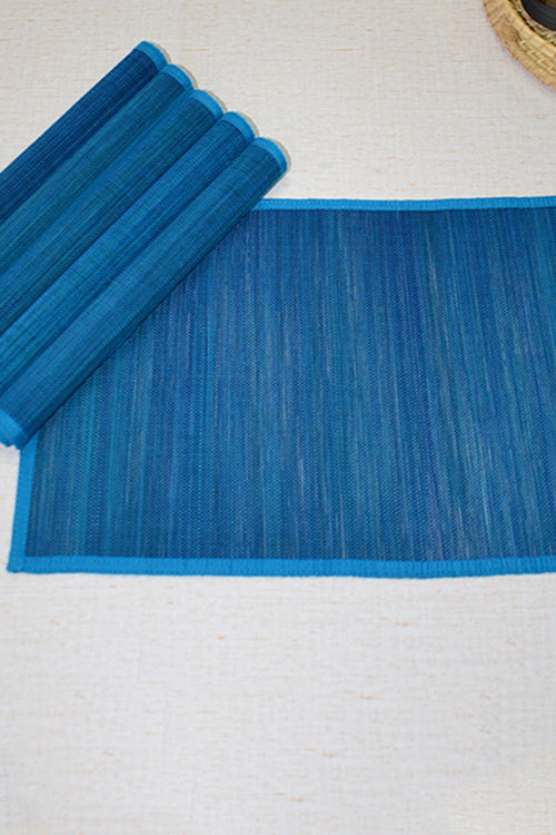 Dharini Bamboo Plain Placemats Blue (Set Of 6)