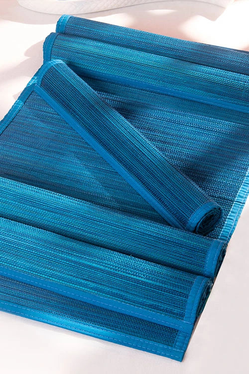 Dharini Bamboo Plain Placemats Blue (Set Of 6)