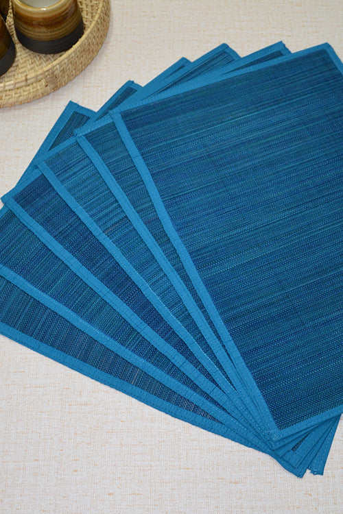 Dharini Bamboo Plain Placemats Blue (Set Of 6)