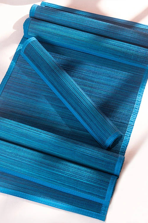 Dharini Bamboo Plain Placemats Blue (Set Of 6)