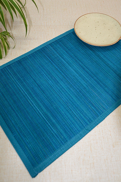 Dharini Bamboo Plain Placemats Blue (Set Of 6)