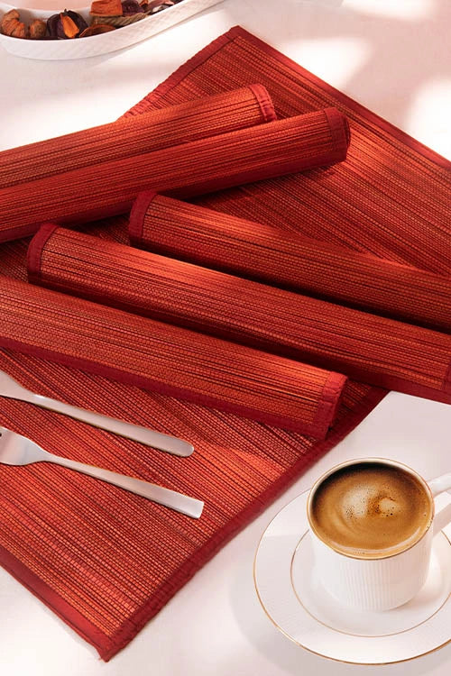 Dharini Bamboo Plain Placemats Rust (Set Of 6)