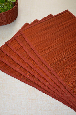 Dharini Bamboo Plain Placemats Rust (Set Of 6)