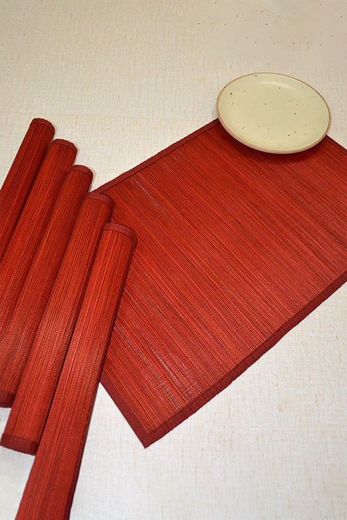 Dharini Bamboo Plain Placemats Rust (Set Of 6)