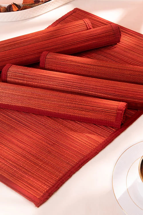 Dharini Bamboo Plain Placemats Rust (Set Of 6)