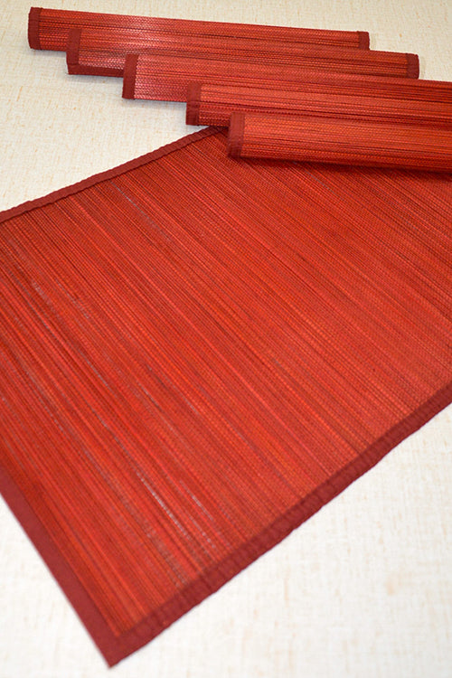 Dharini Bamboo Plain Placemats Rust (Set Of 6)