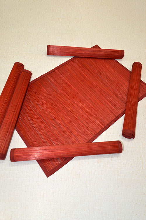 Dharini Bamboo Plain Placemats Rust (Set Of 6)