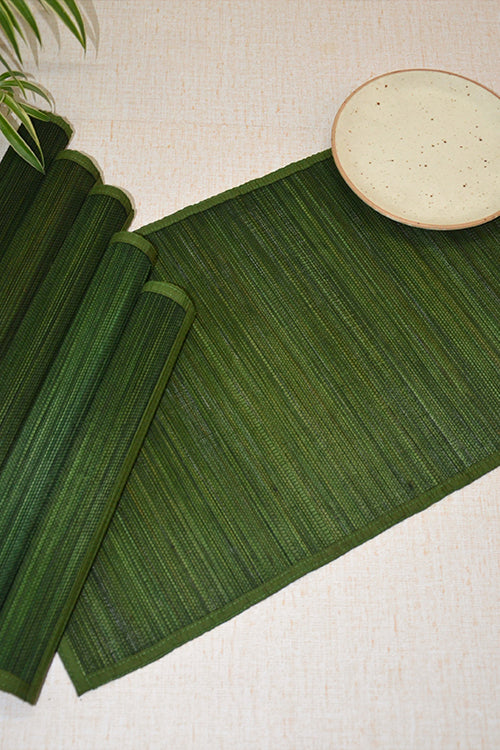 Dharini Bamboo Placemats Plain Seaweed (Set Of 6)