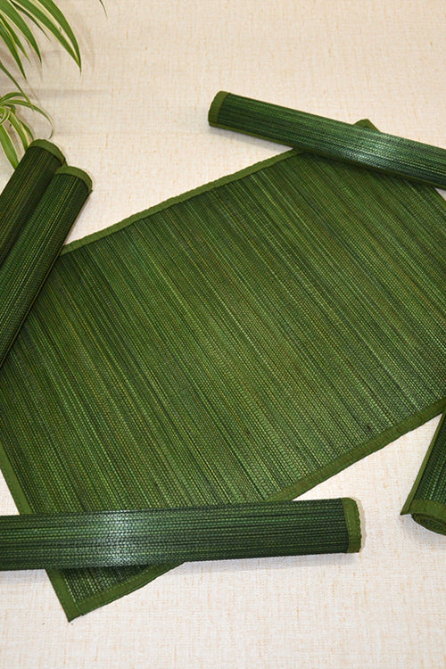 Dharini Bamboo Placemats Plain Seaweed (Set Of 6)