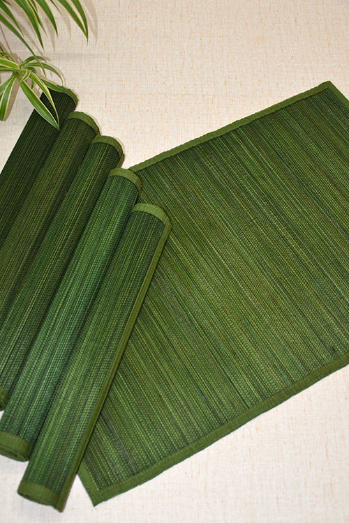 Dharini Bamboo Placemats Plain Seaweed (Set Of 6)