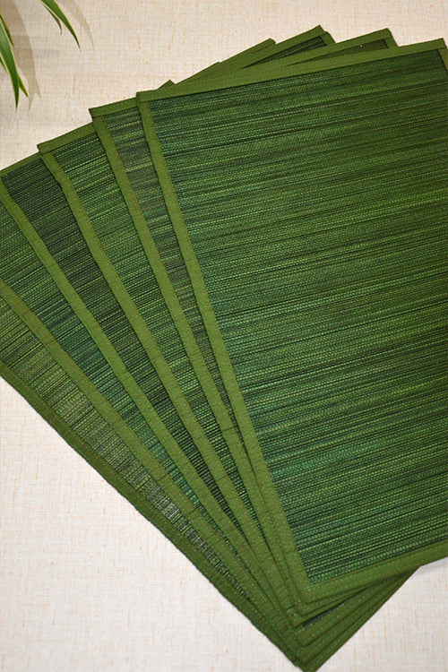 Dharini Bamboo Placemats Plain Seaweed (Set Of 6)