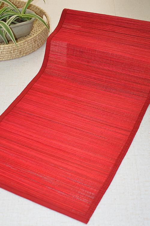 Dharini Bamboo Plain Runner Medium Red