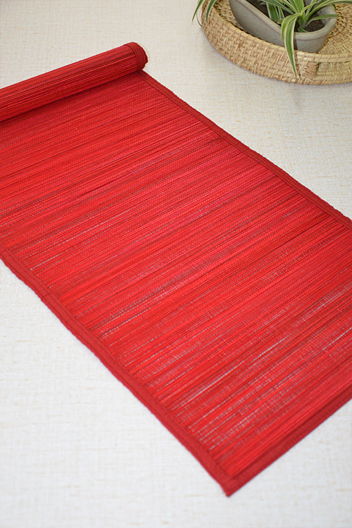 Dharini Bamboo Plain Runner Medium Red