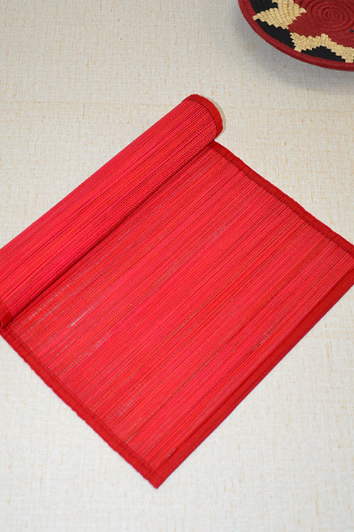 Dharini Bamboo Plain Runner Medium Red