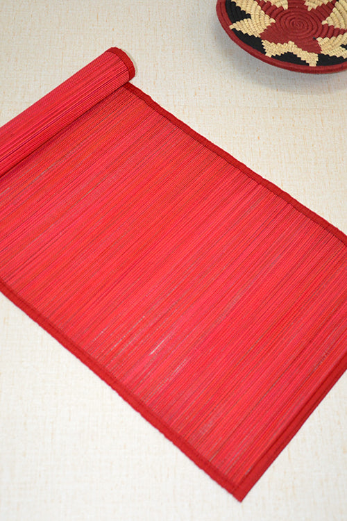 Dharini Bamboo Plain Runner Medium Red