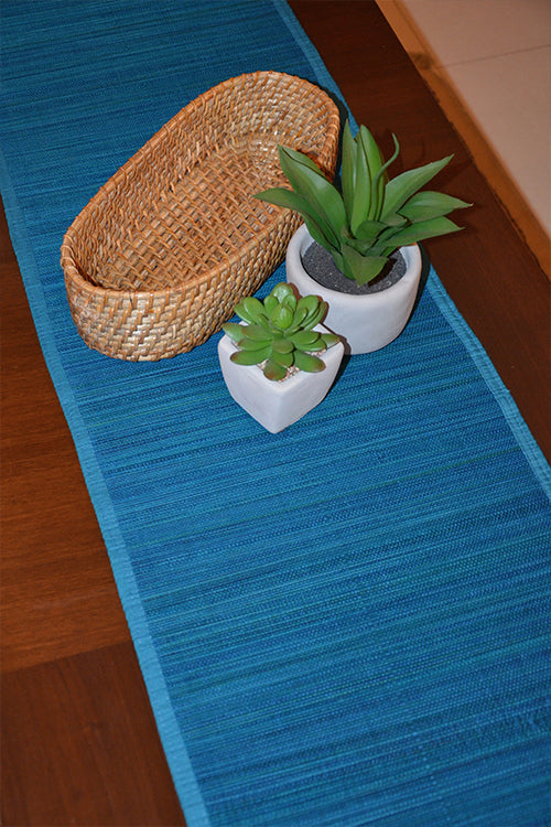 Dharini Bamboo Plain Runner Medium Blue
