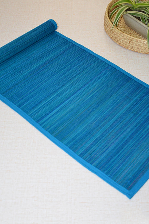 Dharini Bamboo Plain Runner Medium Blue