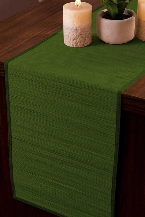 Dharini Bamboo Table Runner Plain Medium Seaweed